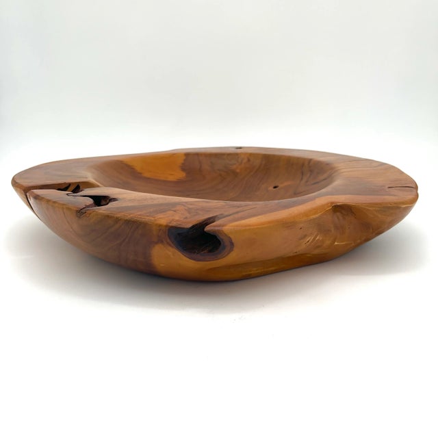 Natural Teak Large Decorative Bowl For Sale - Image 4 of 12