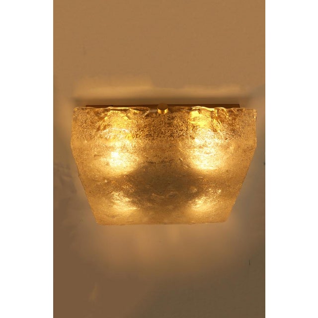 Mid-Century Ice Glass and Brass Ceiling Lamp from Hillebrand Lighting, 1960s For Sale - Image 4 of 8