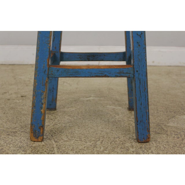 Pair Hand Crafted Distressed Painted Primitive Counter Stools For Sale - Image 10 of 12