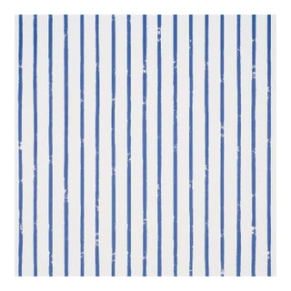 Sample - Schumacher Springs Stripe Wallcovering in Navy For Sale