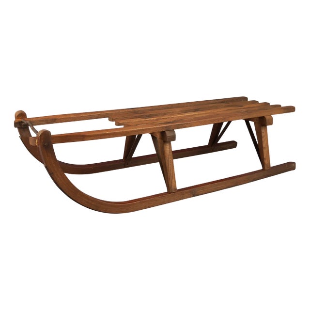 Vintage Wooden Metal Sled, 1940 For Sale