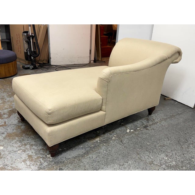 Traditional Baker Furniture Company Classic Roll-Arm Chaise Lounge For Sale - Image 3 of 12