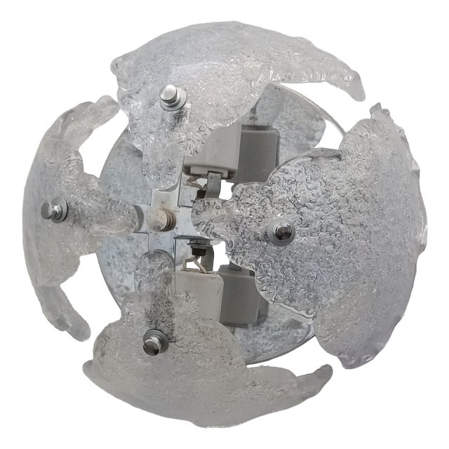 Murano Frosted Glass Wall Sconce, 1970s For Sale