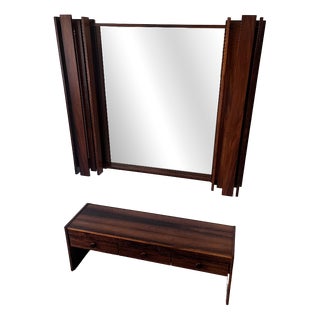 Vintage Norwegian Mirror with Cabinet, 1970s For Sale