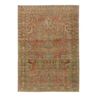 Antique Malayer Style Rug With Terracotta Field and Sage Green Boteh Motifs For Sale