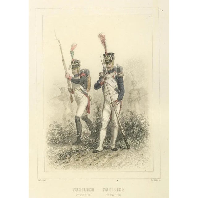 Raffet, Napoleonic Infantry Soldiers: Sapper, Cannoneer, Voltigeur, Fusilier, 1859, Print For Sale - Image 7 of 10