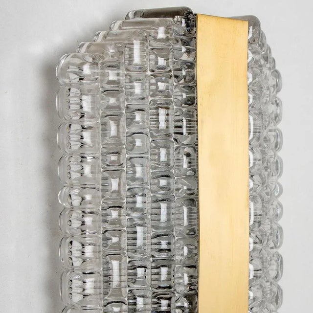 Metal Textured Clear Glass Wall Lights attributed to Kaiser Leuchten, 1970s, Set of 2 For Sale - Image 7 of 12