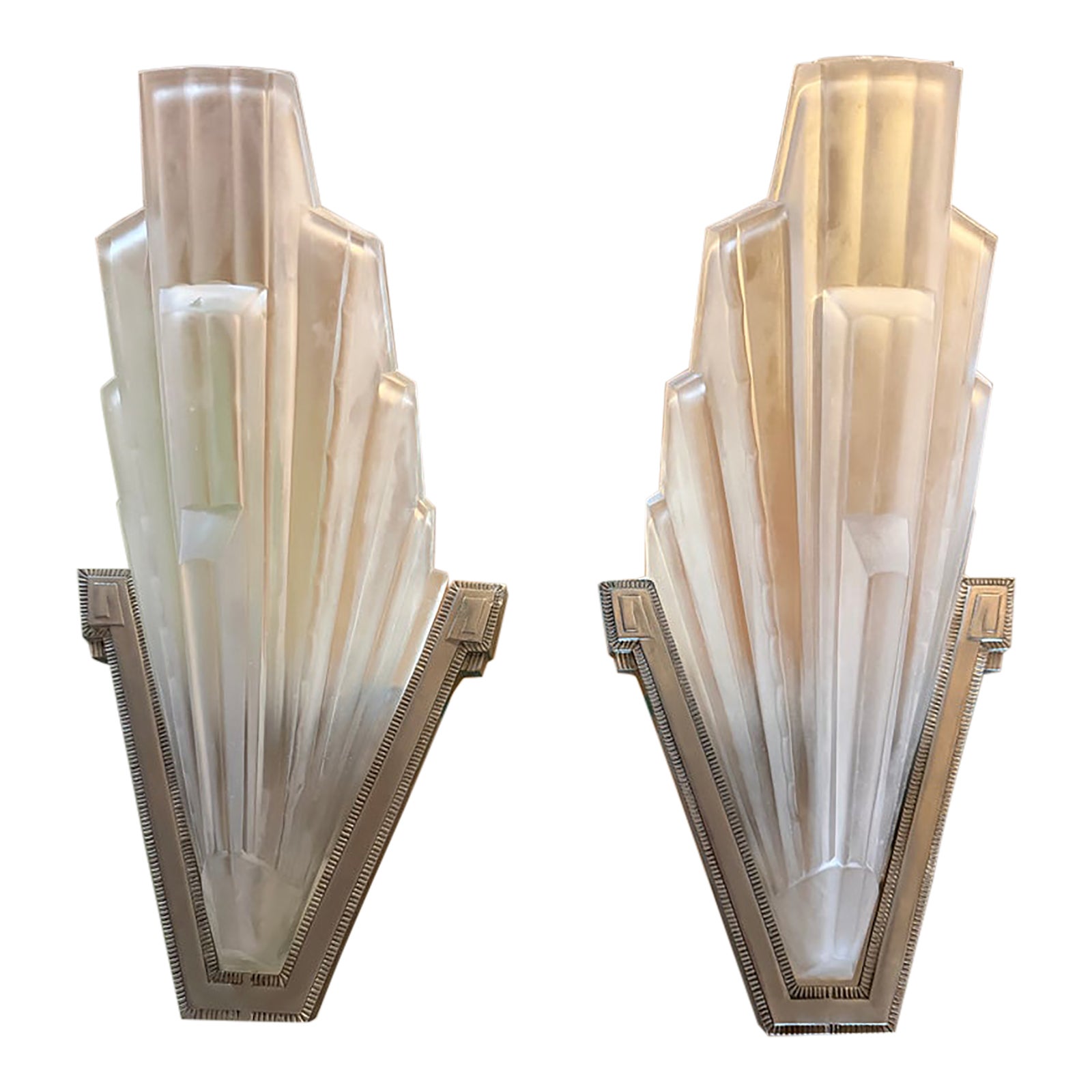 Pair of Art Deco Sabino Skyscraper Sconces | Chairish