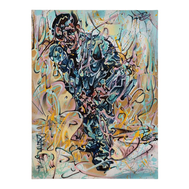 "Portrait of Man in Suit" Contemporary Modernist Abstract Figurative Oil Painting by Costain For Sale