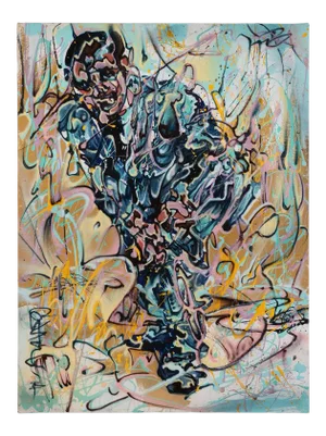 "Portrait of Man in Suit" Contemporary Modernist Abstract Figurative Oil Painting by Costain
