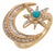 Vintage Turquoise Diamond 14k Yellow Gold Star Crescent Ring, Size 7 For Sale