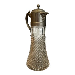 Vintage Cut Crystal and Silver Plated Claret Jug For Sale
