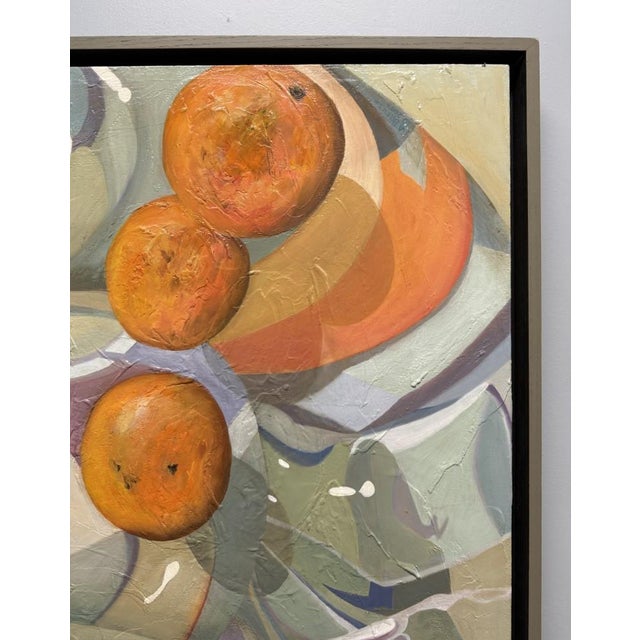 Wood Original Modern Still Life of Oranges and Pottery by A. Breuer For Sale - Image 7 of 13