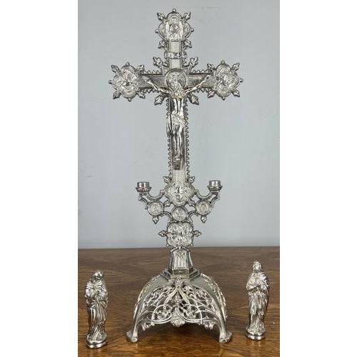 Vintage French Style Religious Cross Ornate Stand For Sale - Image 3 of 15