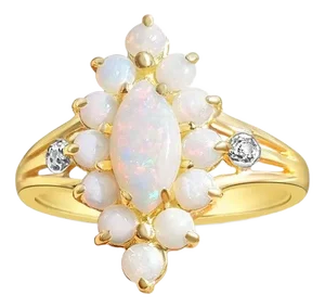 Stunning Cluster Opal Ring 10k Yellow Gold, Size 6.5