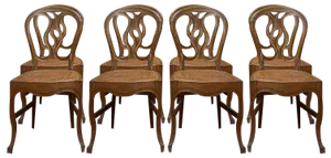 Louis Philippe Cannage Chairs in Oak, Set of 8