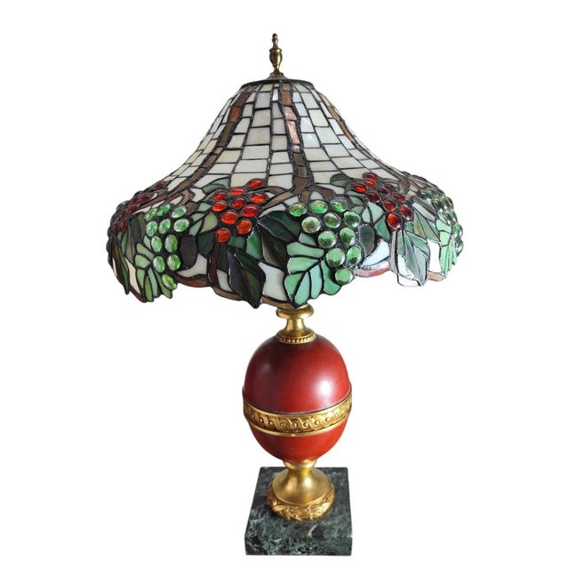 Hollywood Regency Large Modernist Lamp in the style of Tiffanys, 1950s For Sale - Image 3 of 7