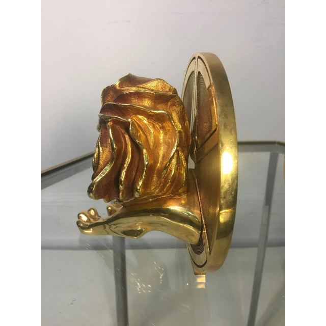 1970s Arthus Bertrand Gilded Bronze Lion and Film Reel Bookends For Sale - Image 10 of 11