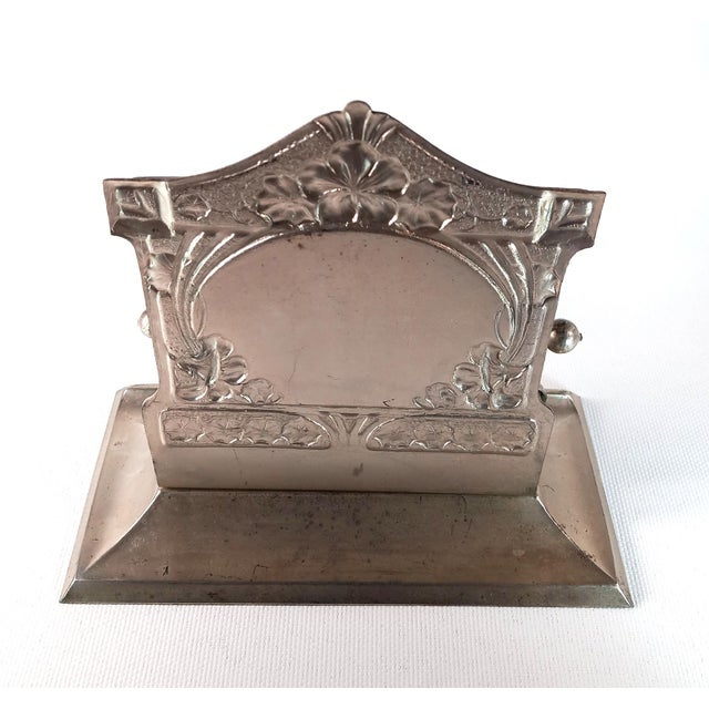 Mid 19th Century Art Nouveau Silvered Perpetual Desk Calendar & Card Holder by Henry Matthews For Sale - Image 5 of 7