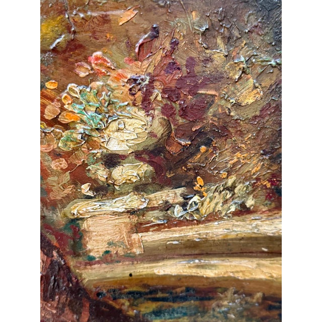 Romantic Ladies in a Lush Garden, Signed European Oil Painting, Belle Époque, 1800s For Sale - Image 6 of 18