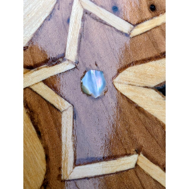 1910s Antique Syrian Marquetry Side Table – Damascus Hand-Inlay With Raw Mother-of-Pearl, C. 1910–1930s For Sale - Image 5 of 14