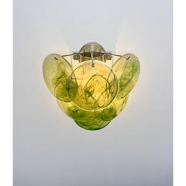 Green Alabaster Green Glass Discs Wall Sconces, 1990s, Set of 2 For Sale - Image 8 of 18
