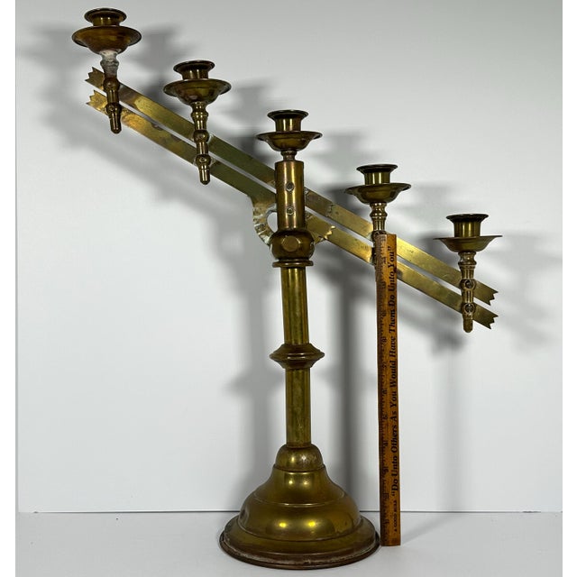 Antique U.S. Army Brass Candelabras: Adjustable Pair For Sale - Image 9 of 10