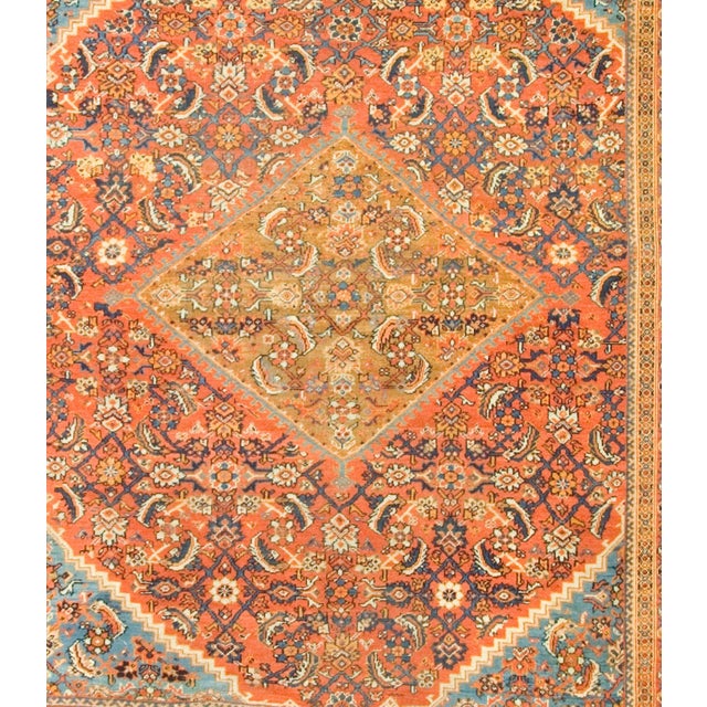Orange Antique Circa 1900 Hand Knotted Rug 9ft X 11ft For Sale - Image 8 of 8
