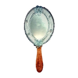 Venetian Glass Hand Mirror, 1970s For Sale