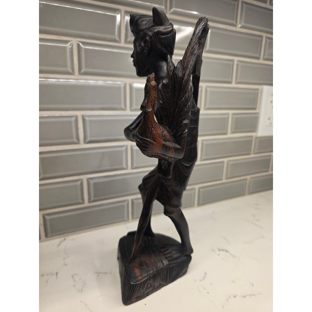 Mid-Century Balinese Macassar Ebony Cockfighter Sculpture - 12.5” For Sale In Phoenix - Image 6 of 12