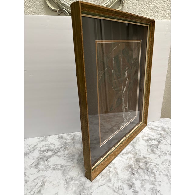 1980s Vintage Framed Earthy Asian Geisha Painting For Sale - Image 5 of 8