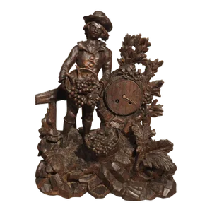 19th Century Highly Carved French Oak Sculpture of a Man Harvesting Wine Grapes