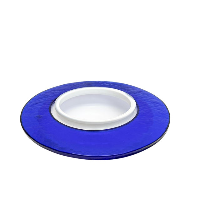 Italian Blue and White Round Vetri Murano Wall Light, 1980s For Sale - Image 11 of 15
