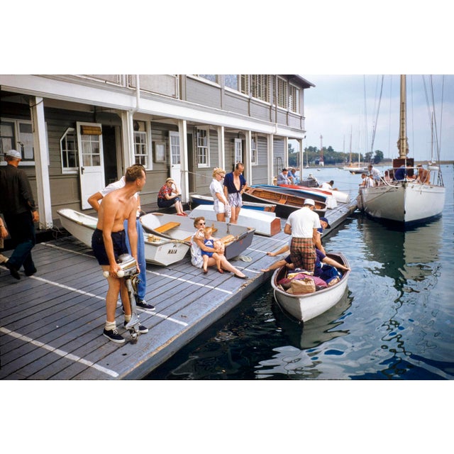 Mackinac To Chicago Sail by Toni Frissell Spectators gather on the jetty as they wait for the Mackinac to Chicago sailboat...