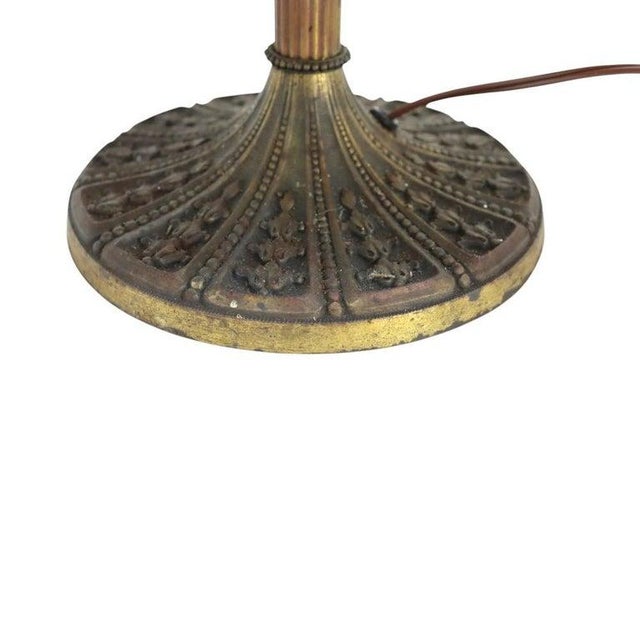 Bradley Hubbard Bradley & Hubbard 8-Panel 2-Tone Arts & Crafts Slag Glass Lamp Table C1920 For Sale - Image 4 of 11