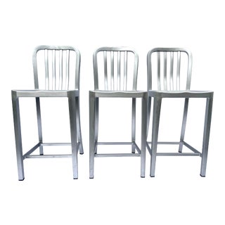 Crate & Barrel Delta Aluminum Counter Stools - Set of 3 For Sale