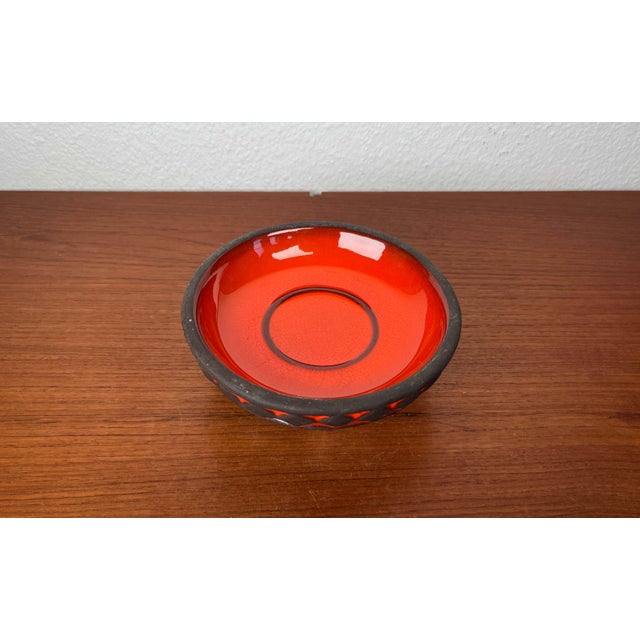 Mid-Century Modern Danish Studio Pottery Orange Tripod Bowl from Frank Keramik, 1960s, in Very Good conditions. Designed...
