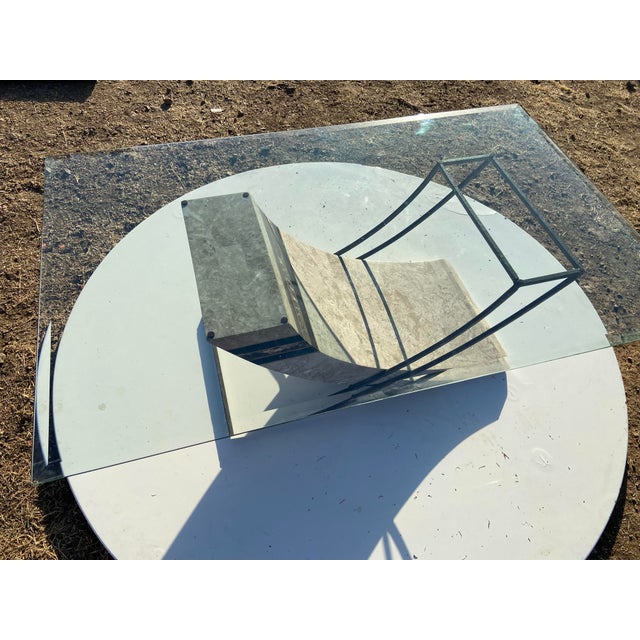 Vintage Postmodern Tessellated Stone & Glass Sculptural Coffee Cocktail Table For Sale - Image 11 of 17