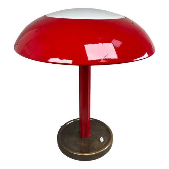 Art Deco Red Mushroom Desk Lamp, 1930s For Sale