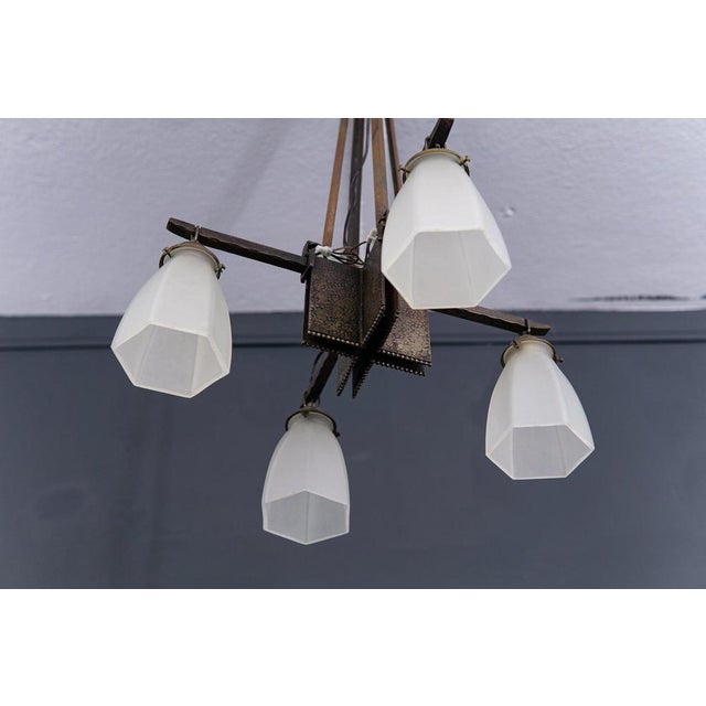 Goldenrod Art Nouveau Forged Iron Chandelier For Sale - Image 8 of 10