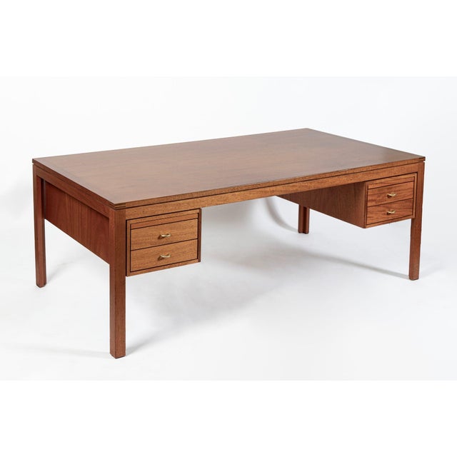 Soborg Mobler Large Mid Century Danish Modern Mahogany Wood Executive Desk, 2 Matching Avail For Sale - Image 4 of 17