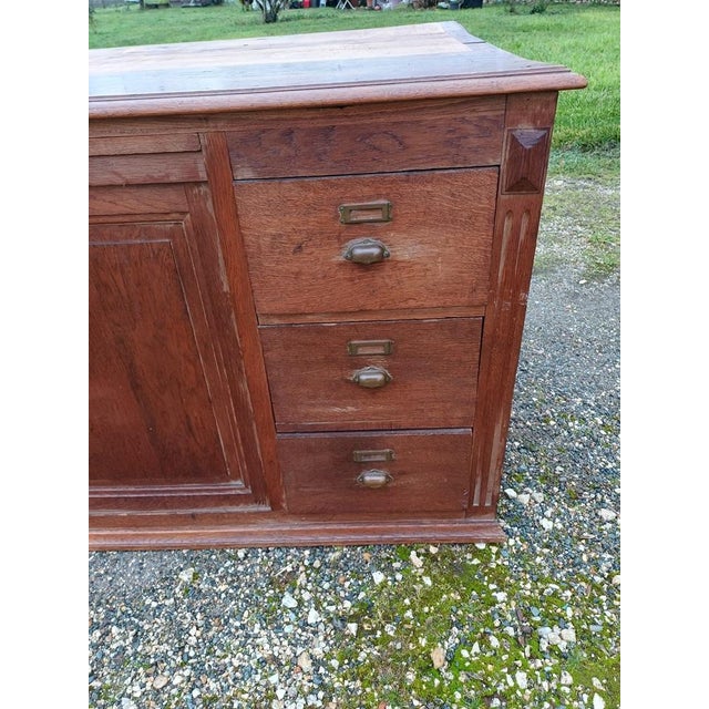 Wood Antique Drapers Table in Oak, 1930s For Sale - Image 7 of 12