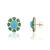 VR Jewels Retro 6.53ct Turquoise Emerald & Diamond Floral Stud Earrings in 14k Gold- 2 Pieces For Sale - Image 4 of 16