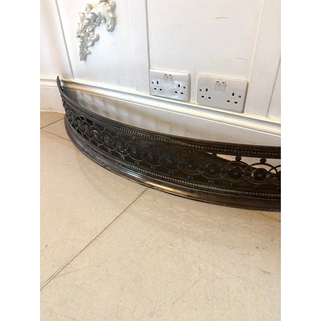 Early 19th Century Antique George III Steel Fire Fender with Pierced Serpentine Front, 1800 For Sale - Image 5 of 7