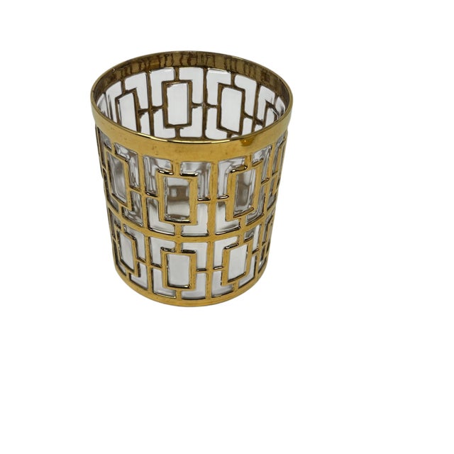 Metal 1960s Set of Four Imperial Glass Rocks Glass With 22-Karat Gold in the “Shoji” Design For Sale - Image 7 of 7