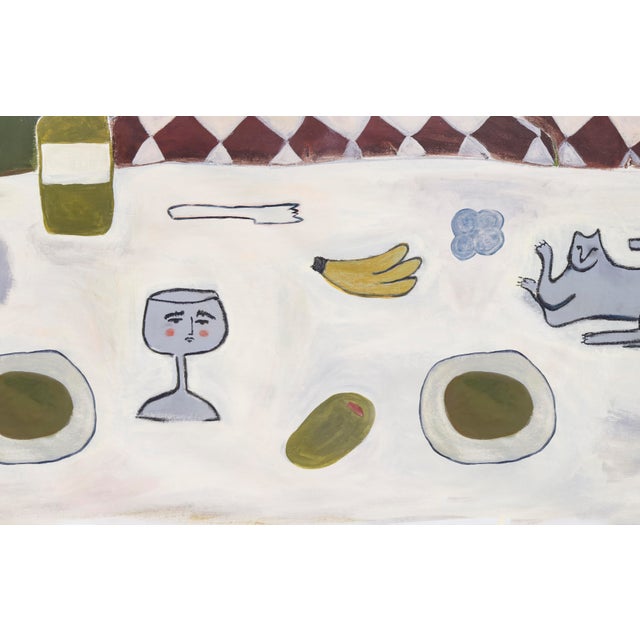 Figurative Rochi Lana "The Gemini Table" Acrylic and Oil Pastel on Canvas, Two Horses at a Surreal Table, Contemporary Figurative Painting, 2026 For Sale - Image 3 of 7