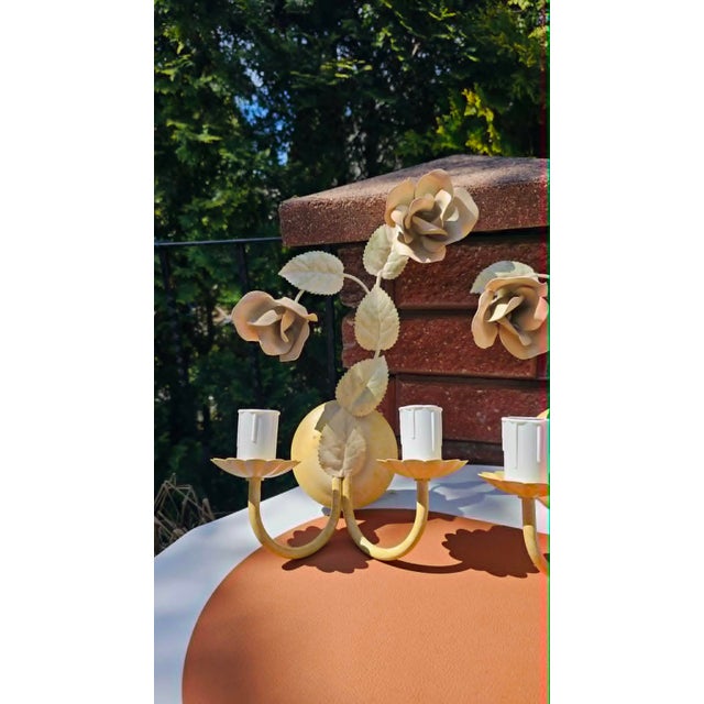 Italian Double Wall Lamp with Flowers, 1970s, in Flawless conditions. Designed 1960 to 1969 European Plug (up to 250V).The...