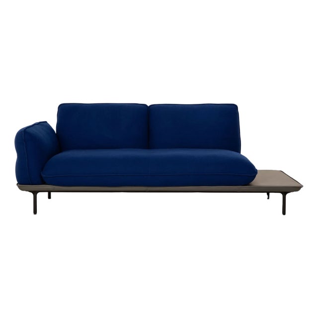 Model 515 Addit 2-Seater Sofa in Blue Fabric and Leather from Rolf Benz For Sale