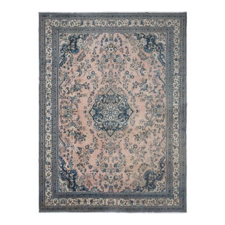 1970s Vintage Persian Handmade Wool Cotton Orange Area Rug For Sale