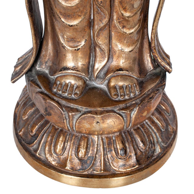 Antique 18th Century Japanese Edo Gilt Bronze Kannon Buddha Statue Figure 1750 For Sale - Image 18 of 18